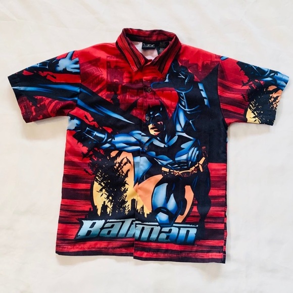 BATMAN BEGINS Youth Short Sleeve Button Down Shirt - Picture 5 of 7